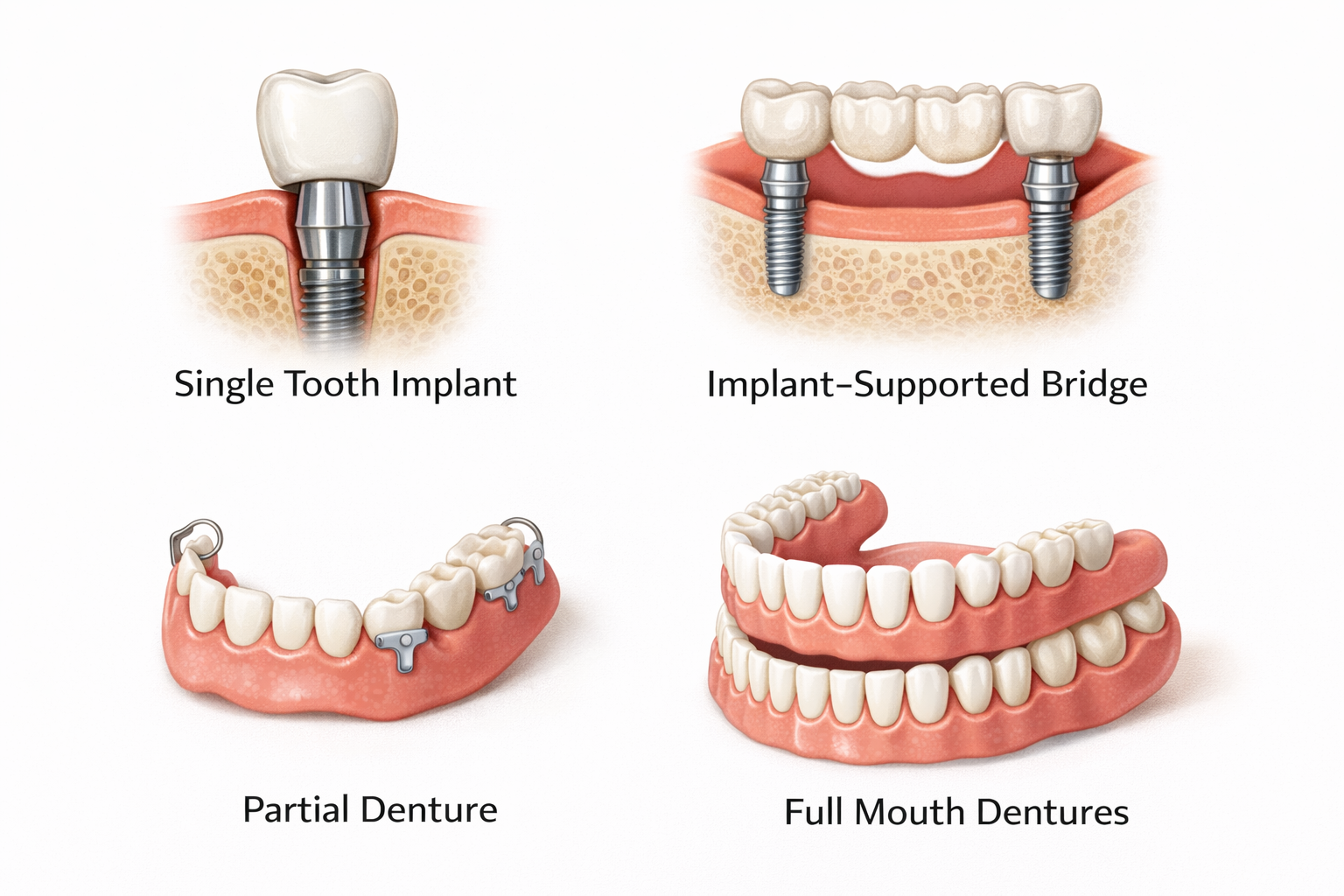 single tooth bridge denture and full mouth